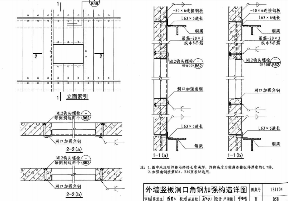 alc外墙竖装板洞口角钢加固构造图