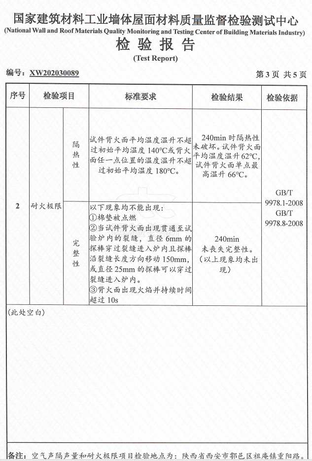 100mm厚alc板防火检测报告